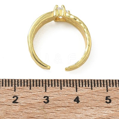 Brass Micro Pave Cubic Zirconia Cuff Open Rings RJEW-C163-09G-1