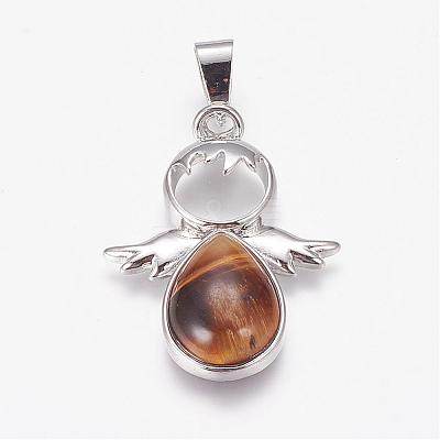 Natural Tiger Eye Pendants G-G651-A05-1