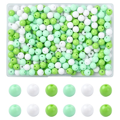 300Pcs 3 Colors Opaque Acrylic Beads MACR-YW0003-13A-1