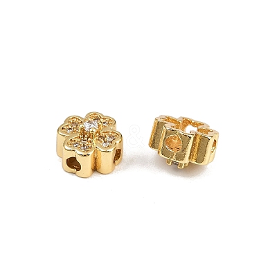 Rack Plating Brass Micro Pave Cubic Zirconia Beads ZIRC-A006-04G-02-1