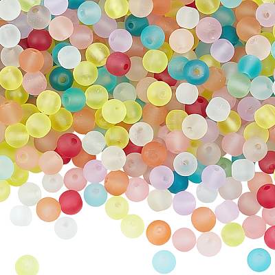 Transparent Frosted Glass Beads FGLA-PA0001-02B-1