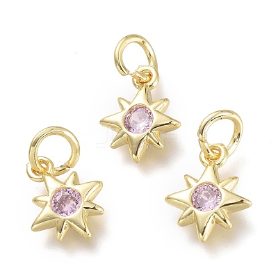 Brass Micro Pave Cubic Zirconia Pendants KK-P188-H07-G-1