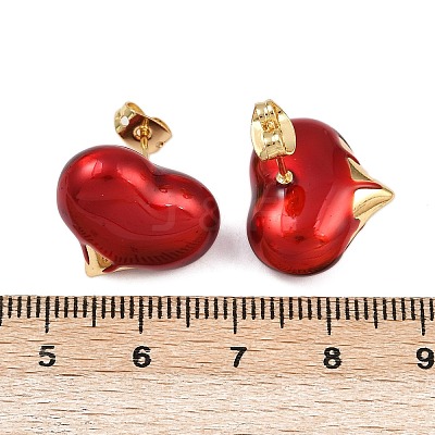 Brass Heart Stud Earrings EJEW-C152-05A-01-1