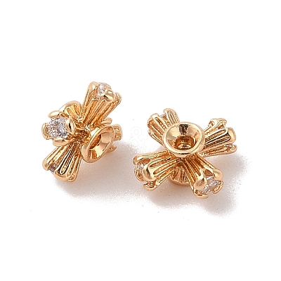 Brass Micro Pave Clear Cubic Zirconia Beads KK-B100-052G-1