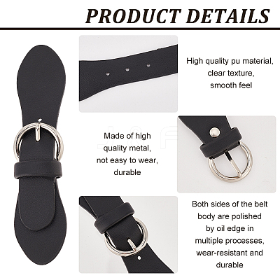 6 Sets 3 Colors Black PU Leather Buckles FIND-FG0002-23-1