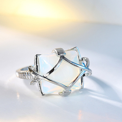 Brass & Opalite Finger Rings FS-WG78CCB-04-1