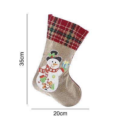 DIY Hanging Linen Christmas Sock Diamond Painting Kit DIAM-PW0001-110D-1
