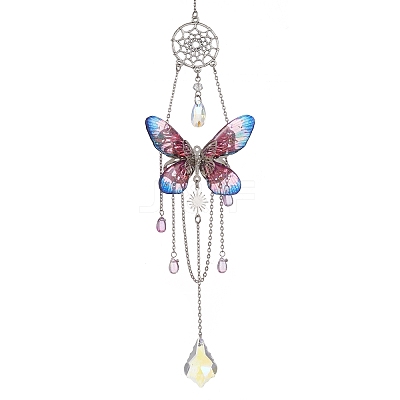 Stainless Steel Resin Butterfly Suncatcher HJEW-TA00452-01-1