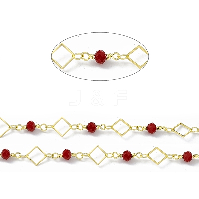 Handmade Brass Rhombus Link Chains CHC-F015-24G-1
