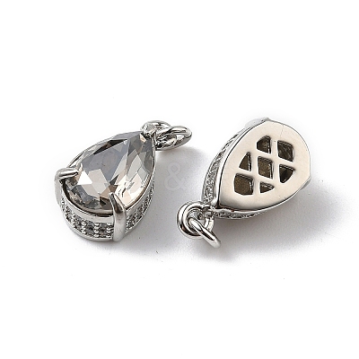 Brass Pave Cubic Zirconia Charms with Glass Crystal KK-Q039-03P-1
