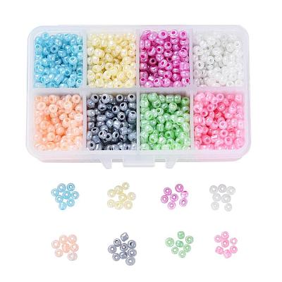 1 Box 6/0 Glass Seed Beads Ceylon Round Loose Spacer Beads SEED-X0050-4mm-01-1