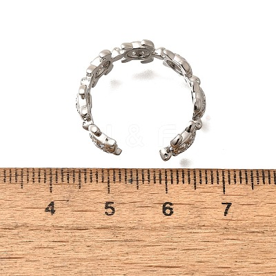 Brass Micro Pave Clear Cubic Zirconia Cuff Rings for Women RJEW-Q008-13P-1