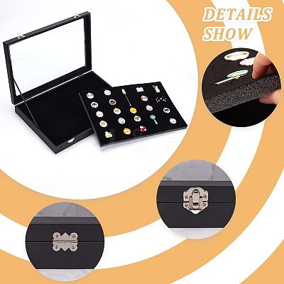 Wood Pin Display Case CON-WH0084-31-1