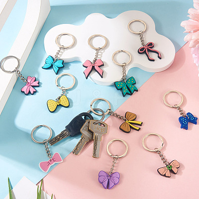 13Pcs 13 Styles PVC Plastic Bowknot Keychains KEYC-TA0001-55-1
