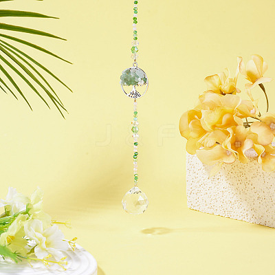 Glass Teardrop Window Hanging Suncatchers HJEW-TADJ0004-1