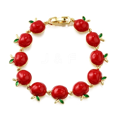 Brass Enamel Link Bracelets BJEW-K278-01A-G-1
