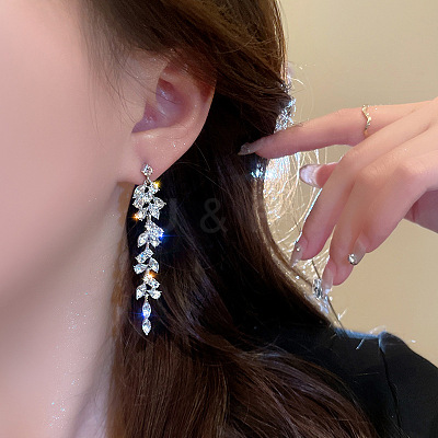 Alloy Rhinestone Tassel Dangle Earrings FS-WG3A30F-01-1