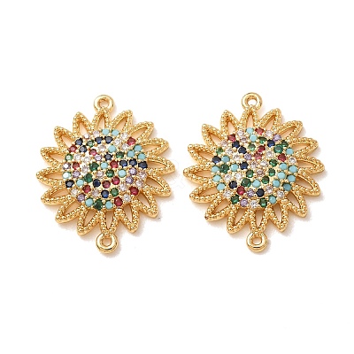 Brass Micro Pave Colorful Cubic Zirconia Connector Charms CU-CBA4579-04G-A-1