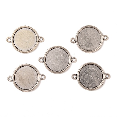 Tibetan Style Alloy Flat Round Cabochon Connector Settings X-TIBE-M022-09AS-1