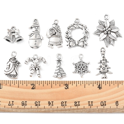 40Pcs 10 Styles Christmas Theme Alloy Pendants FIND-FS0001-50-1