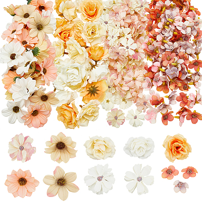 234Pcs 12 Styles Cloth Imitation Daisy Blossom AJEW-WR0002-18-1