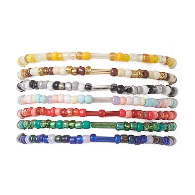 7Pcs Glass Seed Beaded Stretch Bracelets Sets BJEW-MZ00297-1