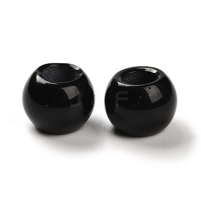 Natural Dyed & Heated Black Agate European Beads G-R488-01P-1