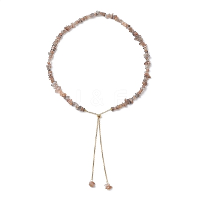 Adjustable Natural Multi-Moonstone Chip Beaded Necklaces NJEW-JN05933-1