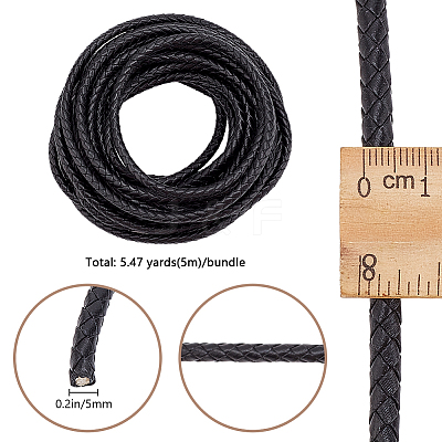 5M Braided Leather Cord with Core WL-BBC0001-01B-02-1