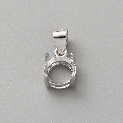 925 Sterling Silver Rhinestone Claw Pendant Settings LS-STER-WH0004-072B-P-1
