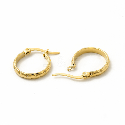 201 Stainless Steel Grooved Hoop Earrings with 304 Stainless Steel Pins for Women EJEW-M214-06B-G-1