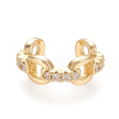 Brass Micro Pave Clear Cubic Zirconia Cuff Earrings EJEW-M195-01G-1