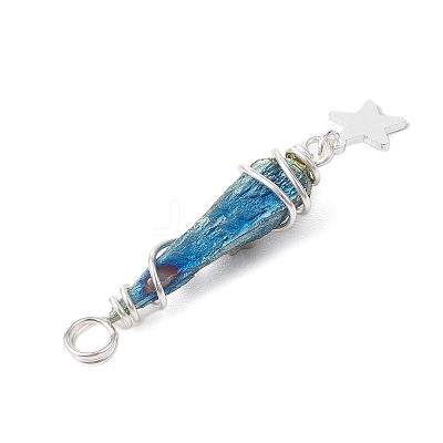 3Pcs 3 Styles Electroplated Natural Quartz Crystal Nuggets Copper Wire Wrapped Pendants PALLOY-JF03128-05-1