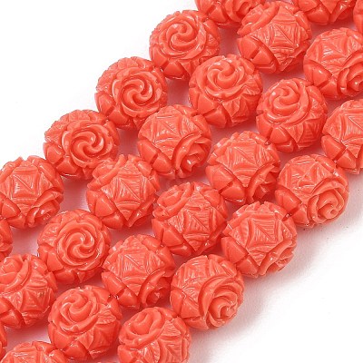 Dyed Synthetic Coral Carved Beads Strands GG-CBA1CDD-04B-1