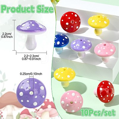 10Pcs 5 Colors Opaque Acrylic Beads MACR-FS0002-44-1
