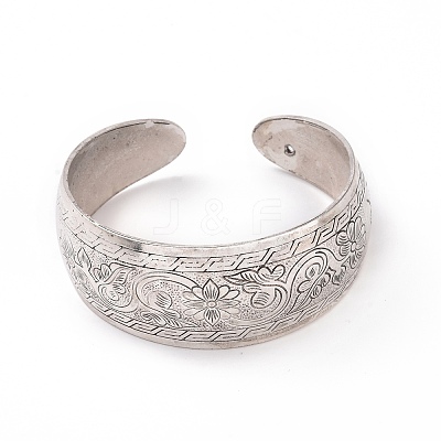 Bohemia Tibetan Style Alloy Thick Open Cuff Bangle for Women BJEW-E002-01AS-01-1