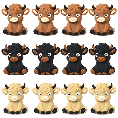 15Pcs 3 Colors Highland Cattle Silicone Beads SIL-YW0001-97-1