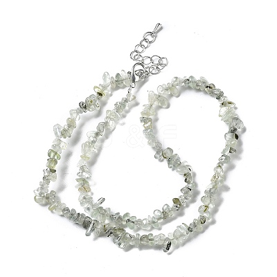 Natural Supper 7 Rutilated Quartz Chip Beaded Necklaces for Men Women NJEW-G159-01Q-1