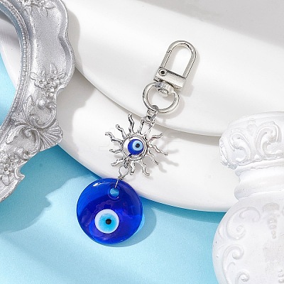 Evil Eye Lampwork Pendant Decorations HJEW-JM01997-01-1