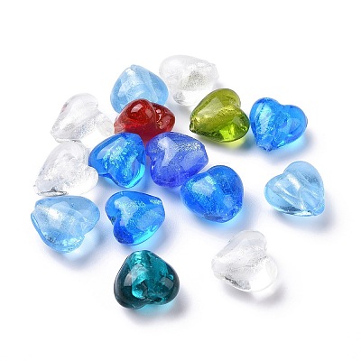 Handmade Silver Foil Glass Beads X-FOIL-R050-12x8mm-M-1