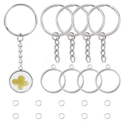 5Pcs 304 Stainless Steel Open Back Bezel Pendants STAS-TAD0001-01E-1