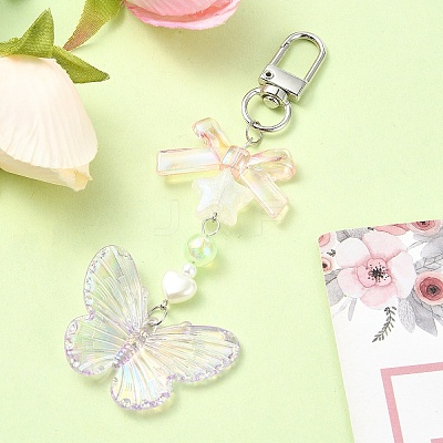 Butterfly Bowknot Acrylic Pendant Decoration HJEW-YW00034-03-1