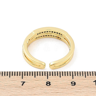 Brass Micro Pave Cubic Zirconia Open Cuff Rings for Women LS-RJEW-R011-01G-02-1