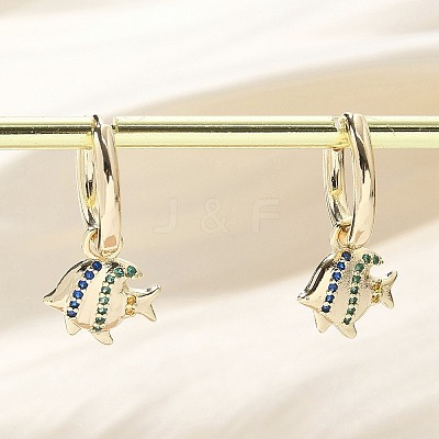 Brass Clear Cubic Zirconia Hoop Earrings EJEW-Q014-26G-1