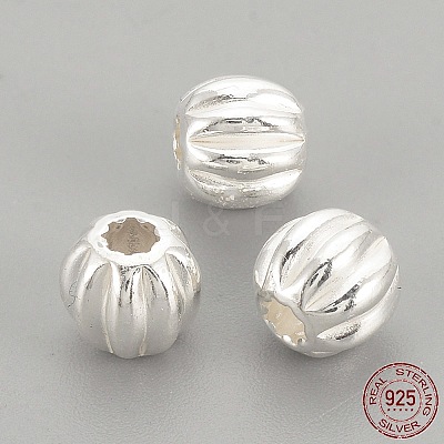 925 Sterling Silver Corrugated Beads LS-STER-S002-14-6mm-1