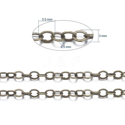Brass Flat Oval Cable Chains CHC025Y-AB-1