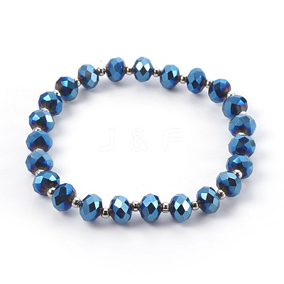 Electroplate Glass Stretch Bracelets BJEW-JB04017-04-1