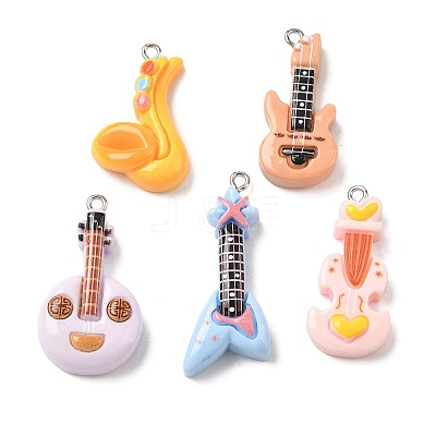 Printed Opaque Resin Imitation Musical Instrument Pendants RE-CBADD3D-02-1