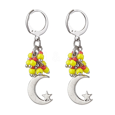 Tibetan Style Alloy Dangle Leverback Earrings EJEW-MZ00119-02-1