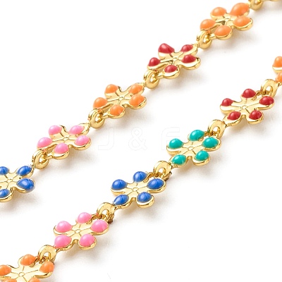 Brass Enamel Link Chain Necklaces NJEW-JN03554-1